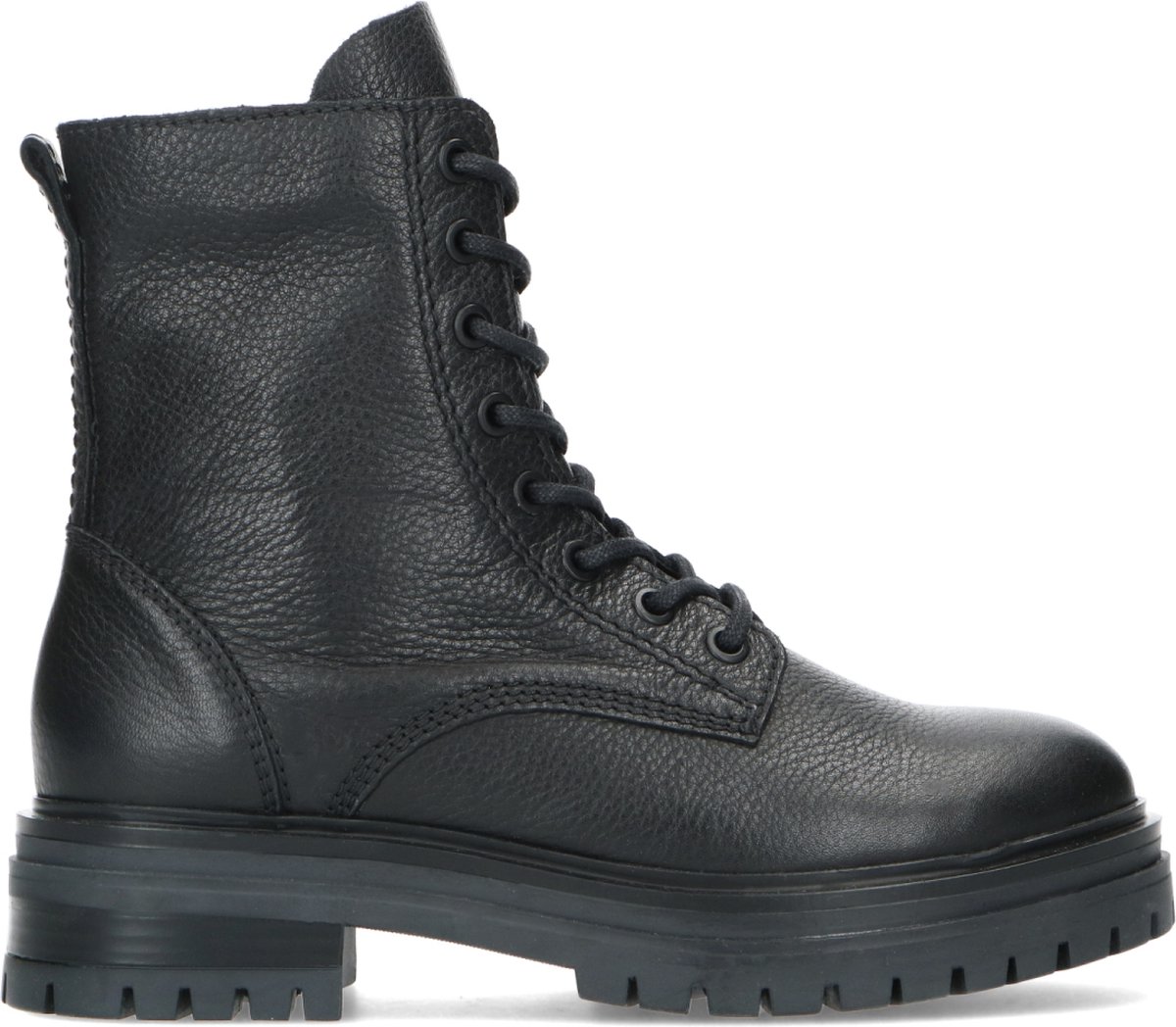 Schwarze Leder-Schnürstiefeletten