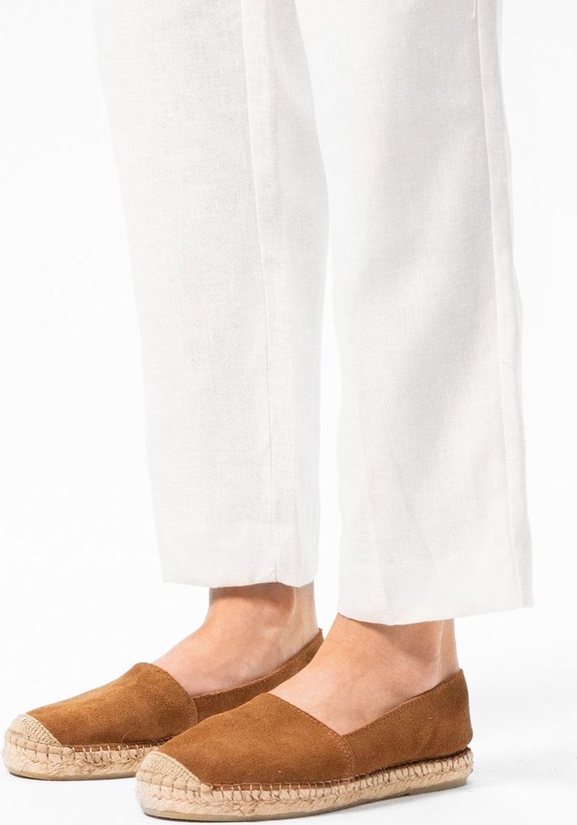 Cognacfarbene Veloursleder-Espadrilles