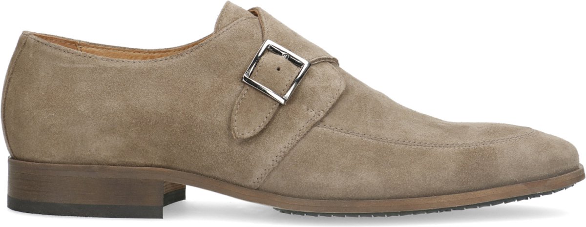 Taupefarbene Schnallenschuhe aus Veloursleder