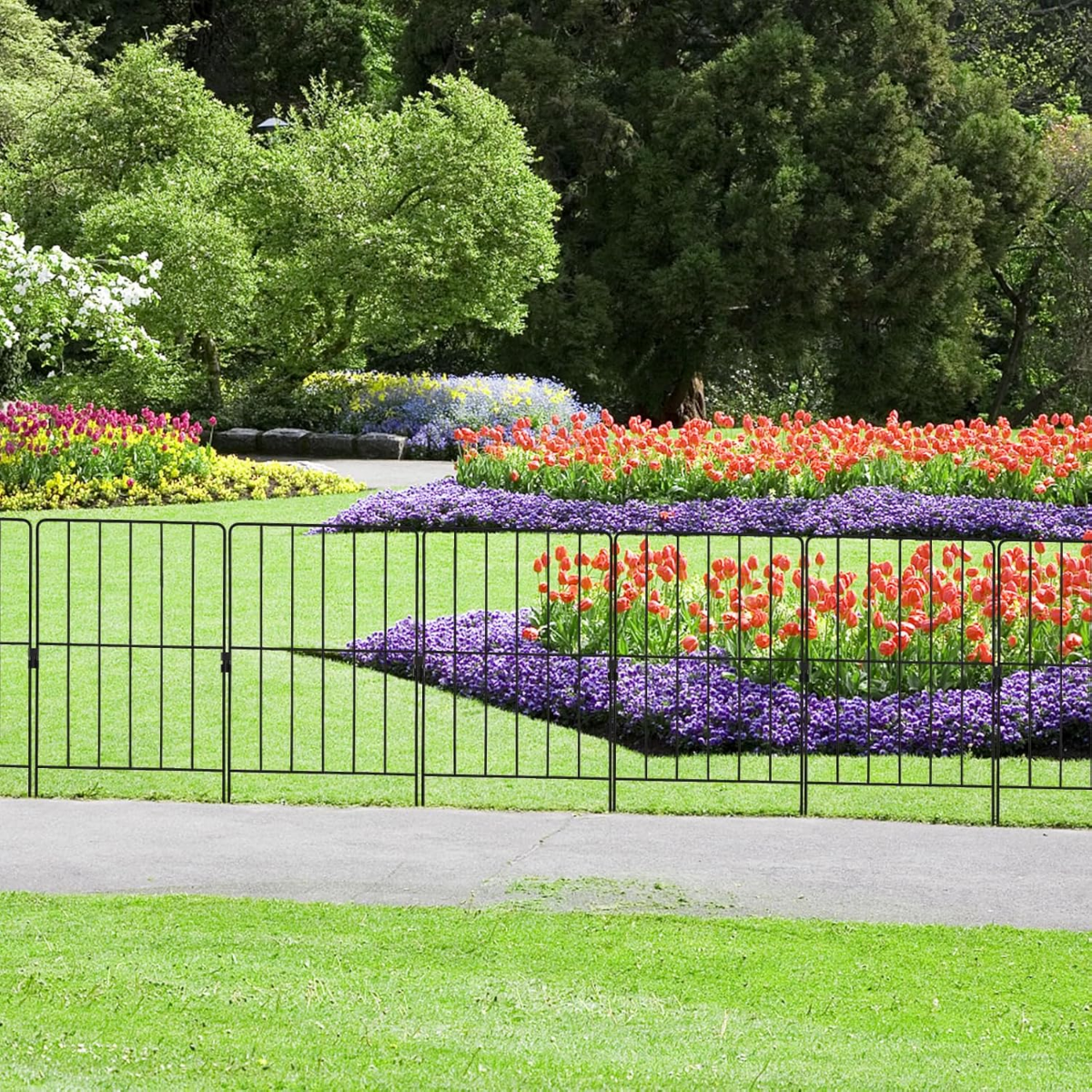 Costway 25-teiliger dekorativer Gartenzaun Absperrzaun Rostfreier Metalldrahtzaun 33 x 61 cm Schwarz