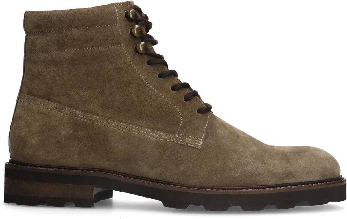 Taupefarbene Schnürboots aus Veloursleder