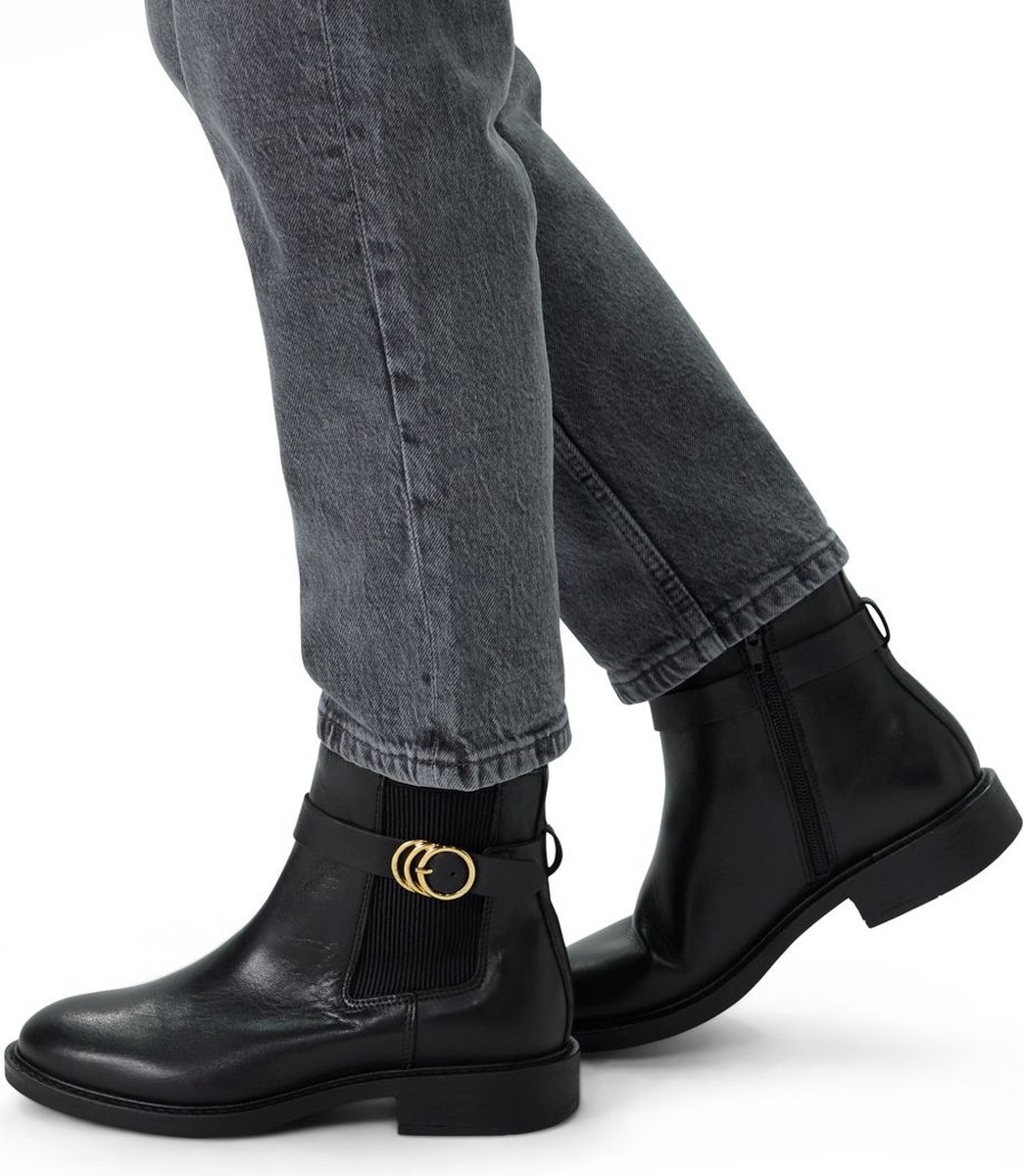 Schwarze Chelsea Boots aus Leder mit Schnalle