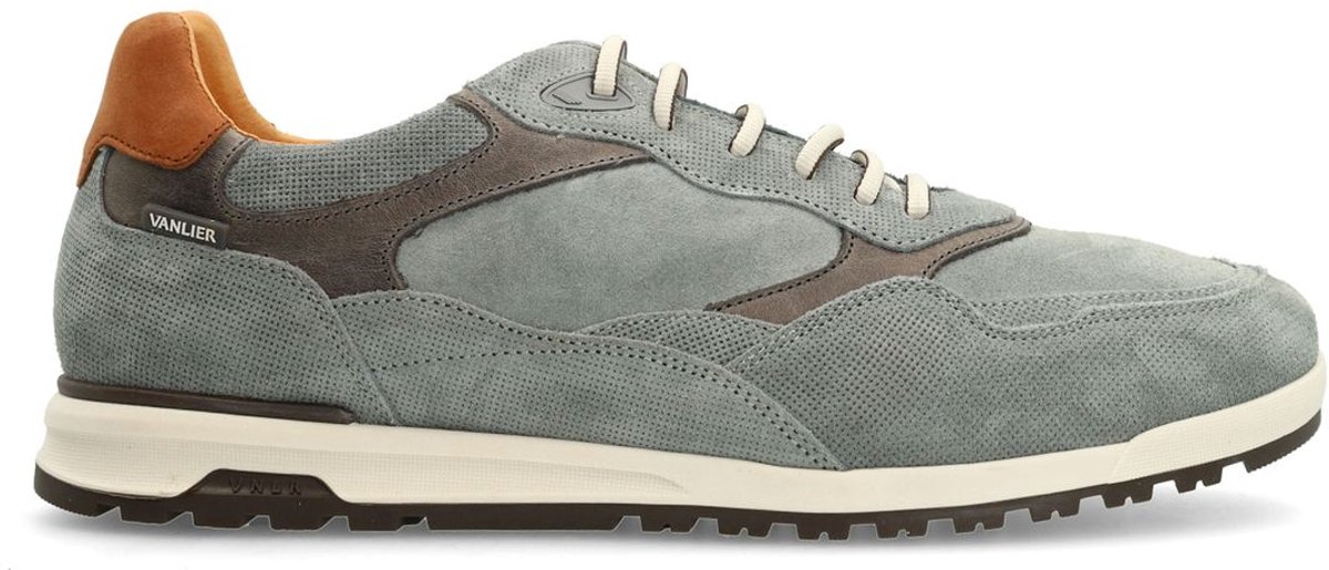 Graue Veloursleder-Sneaker mit Glattleder-Details