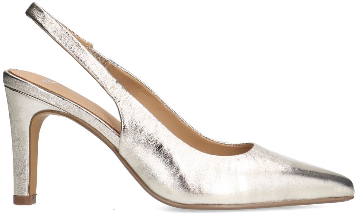 Goldfarbene Slingbackpumps aus Leder