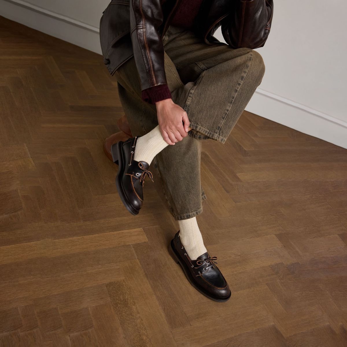 Braune Lederschnürschuhe