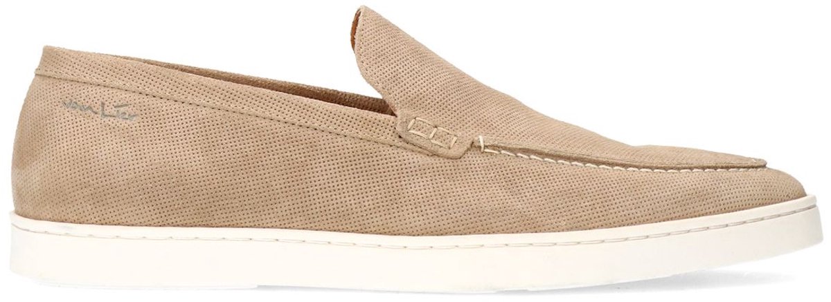 Beigefarbene Veloursleder-Loafer
