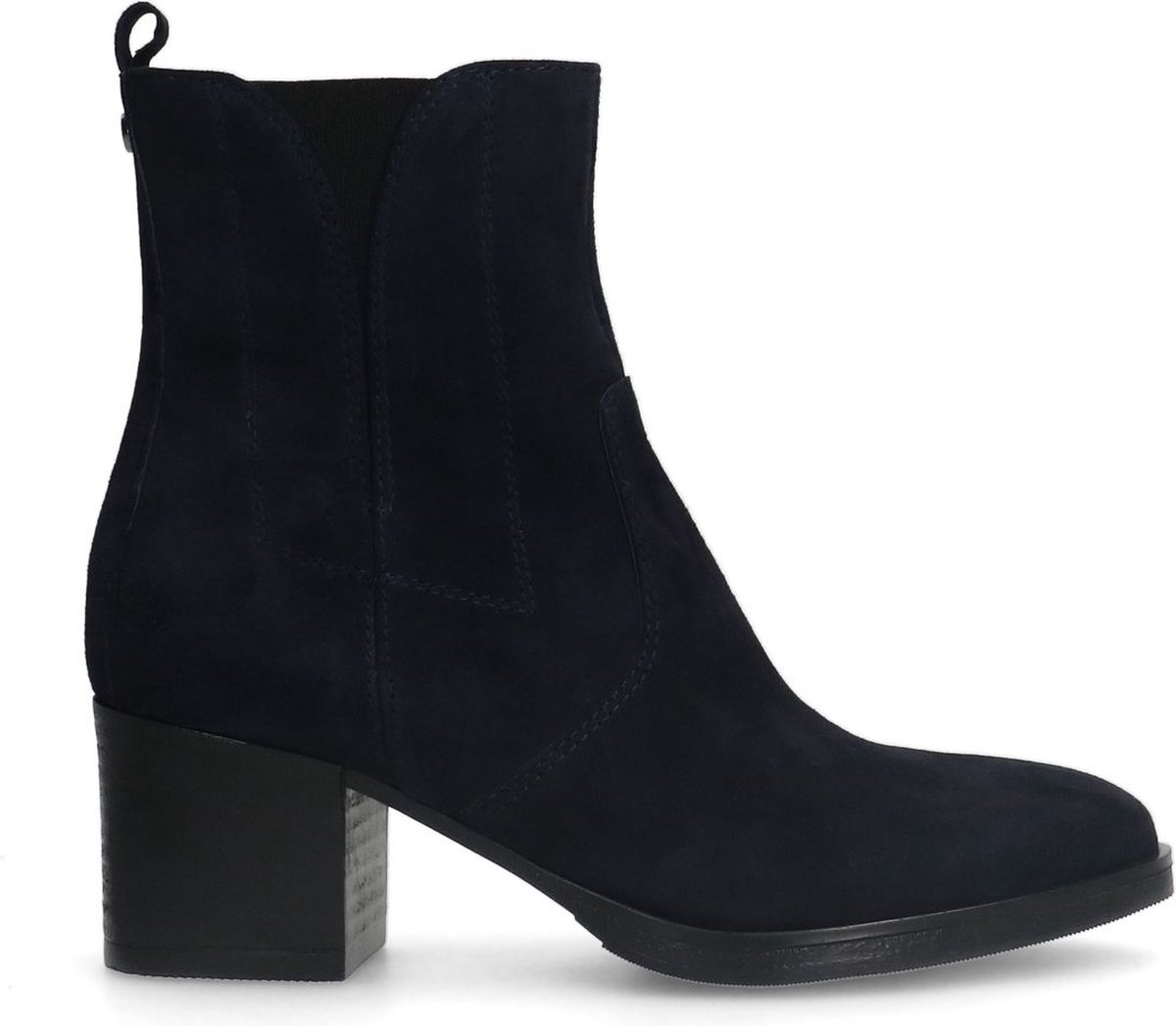 Blaue Veloursleder-Stiefeletten mit Absatz