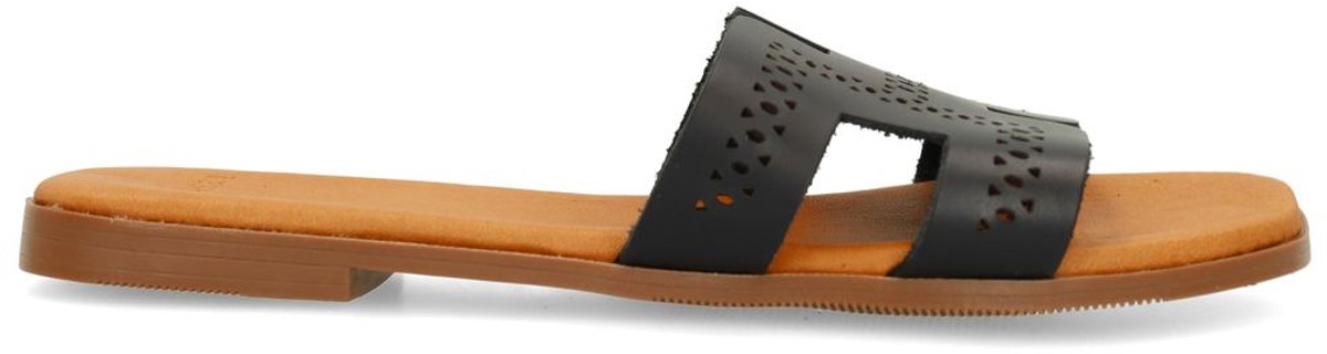 Schwarze Ledersandalen