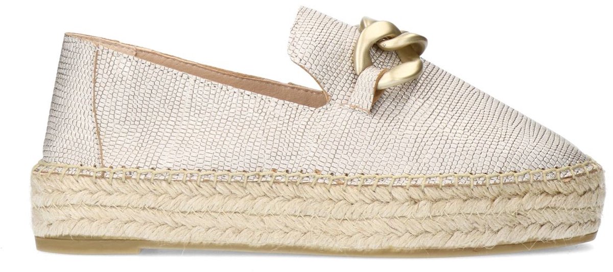 Goldfarbene Leder-Espadrilles mit Kette