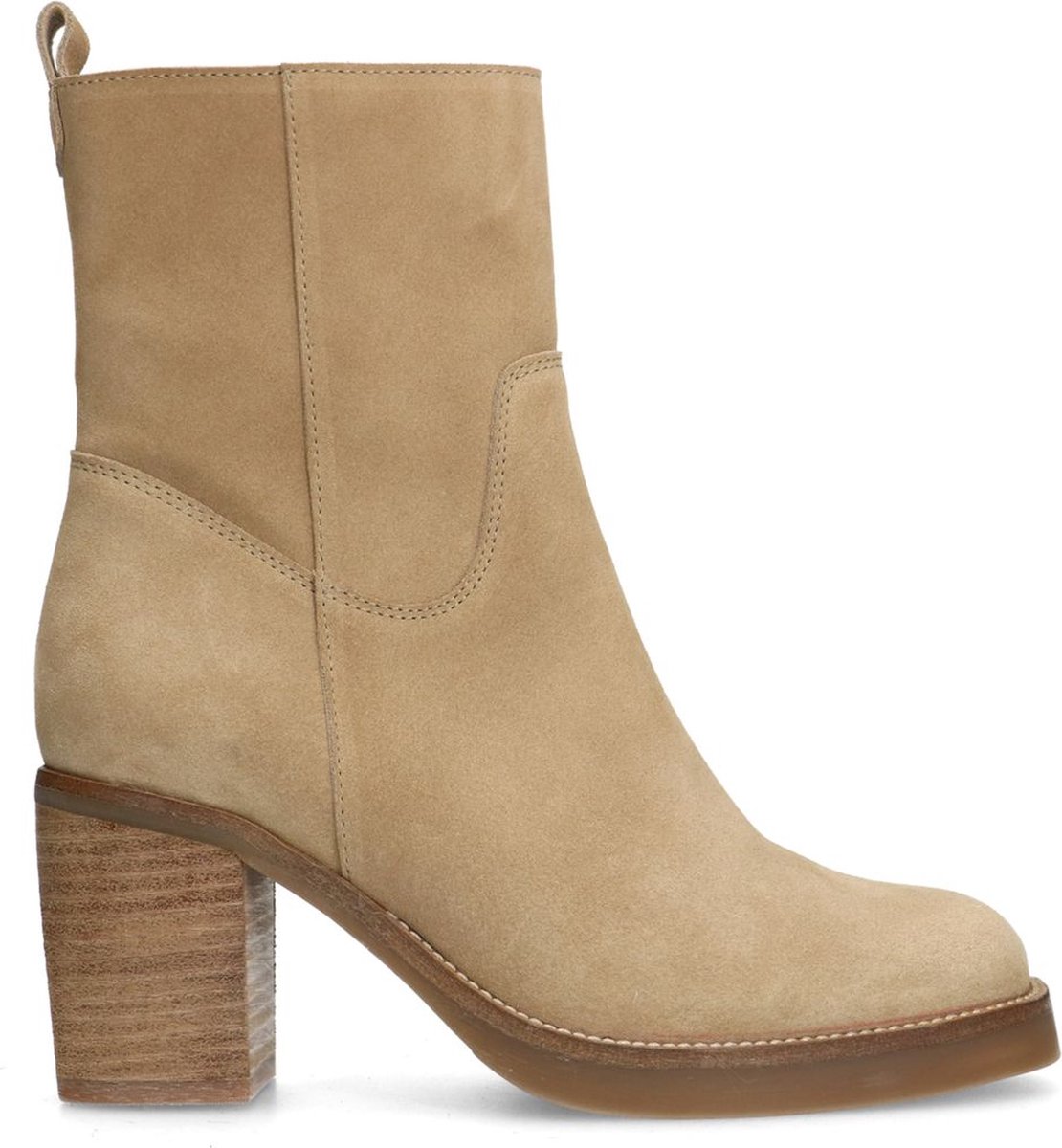 Beigefarbene Veloursleder-Stiefeletten