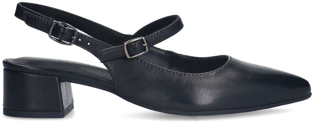 Schwarze Slingbackpumps aus Leder