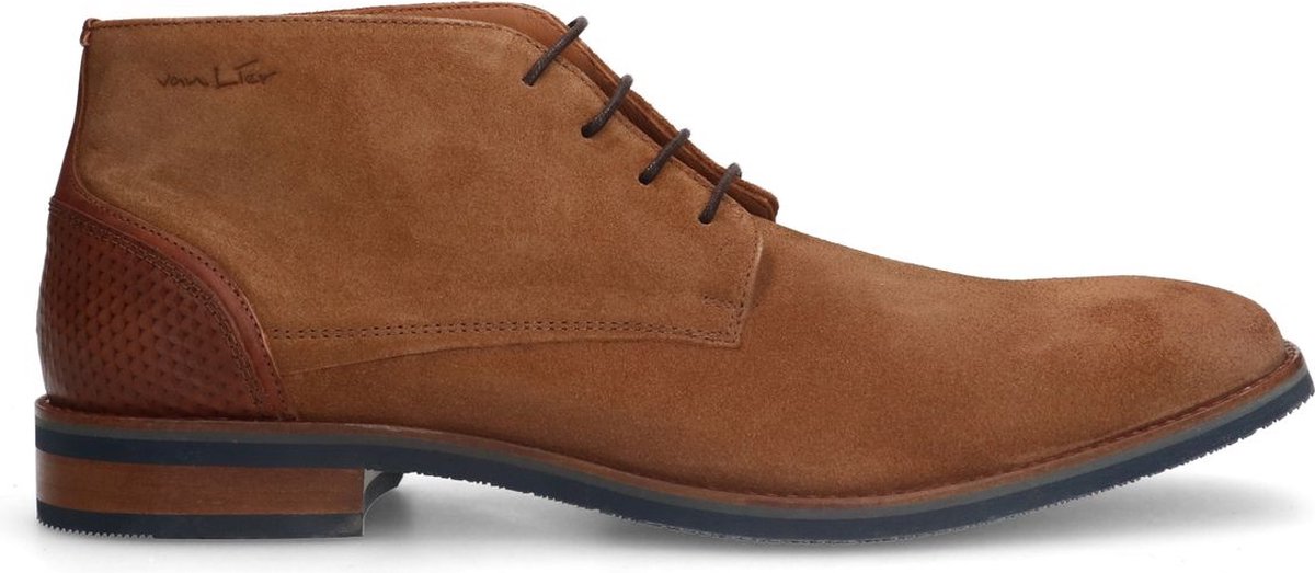 Cognacfarbene Schnürboots aus Veloursleder