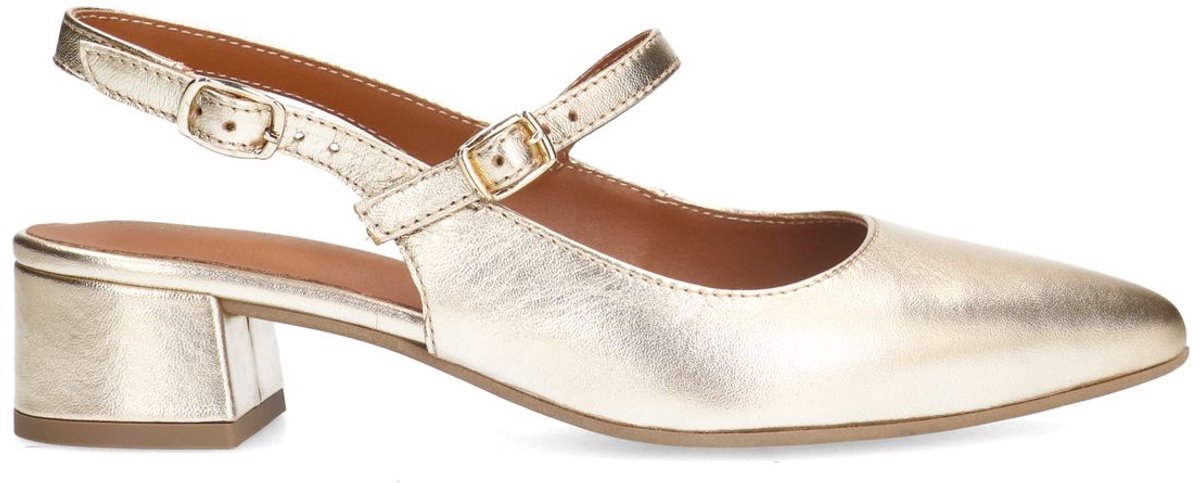 Goldfarbene Slingbacks aus Leder