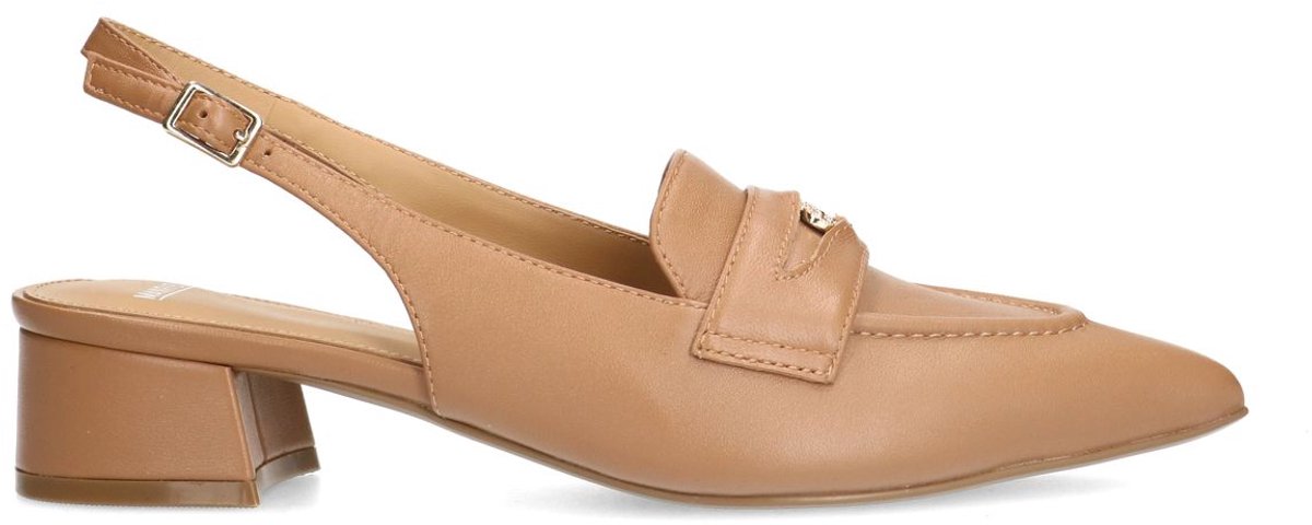 Taupefarbene Slingbackpumps aus Leder