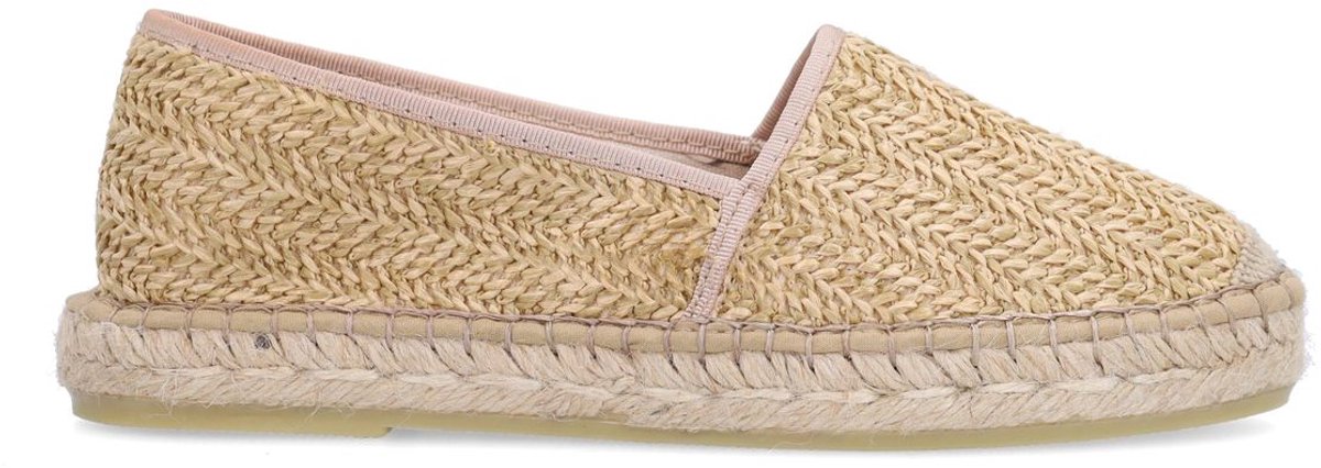 Beigefarbene Bast-Espadrilles mit Flecht-Details