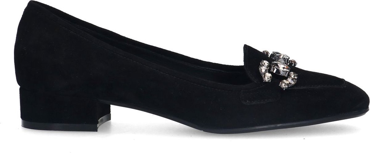 Schwarze Loafer-Pumps aus Veloursleder