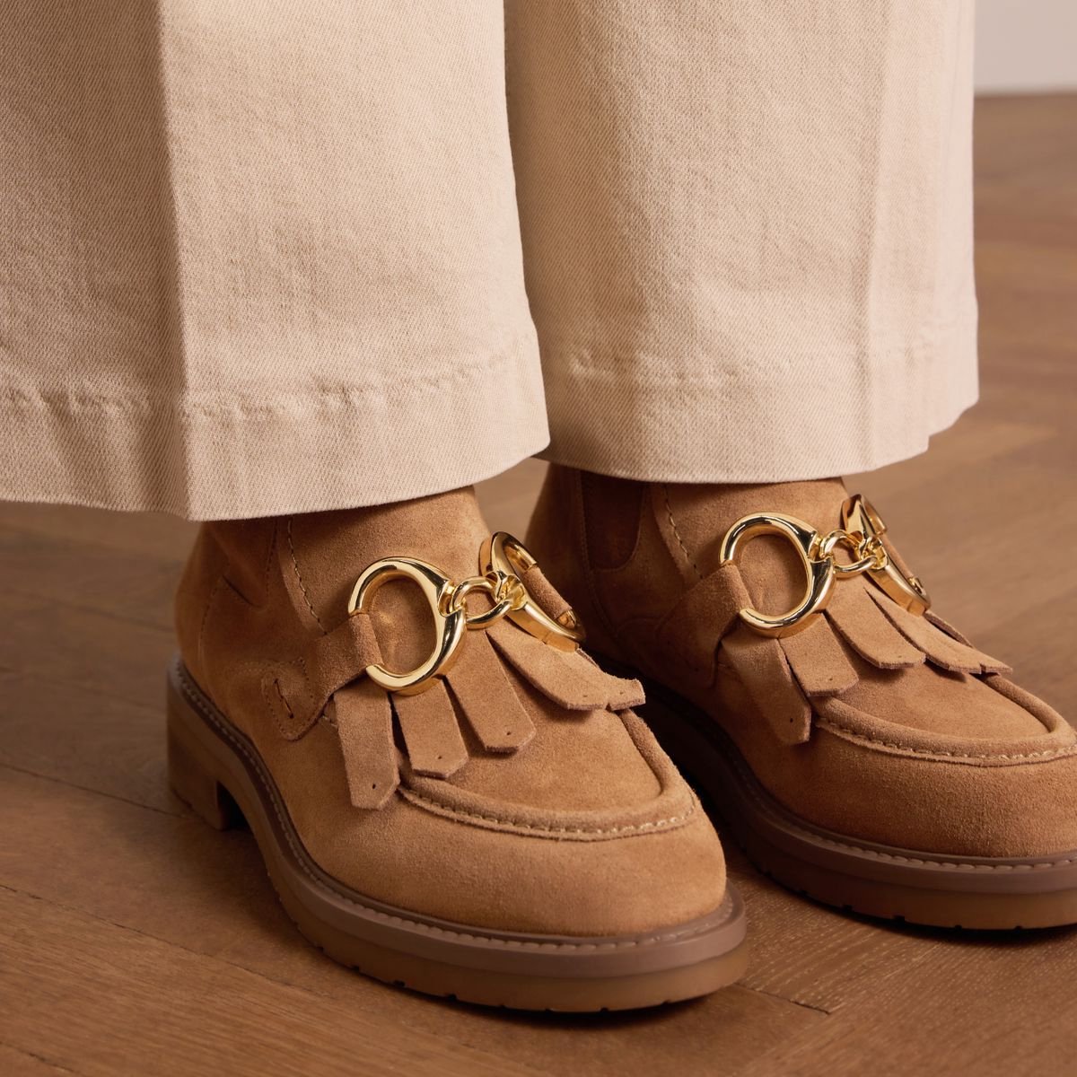 Cognacfarbene Lederstiefeletten