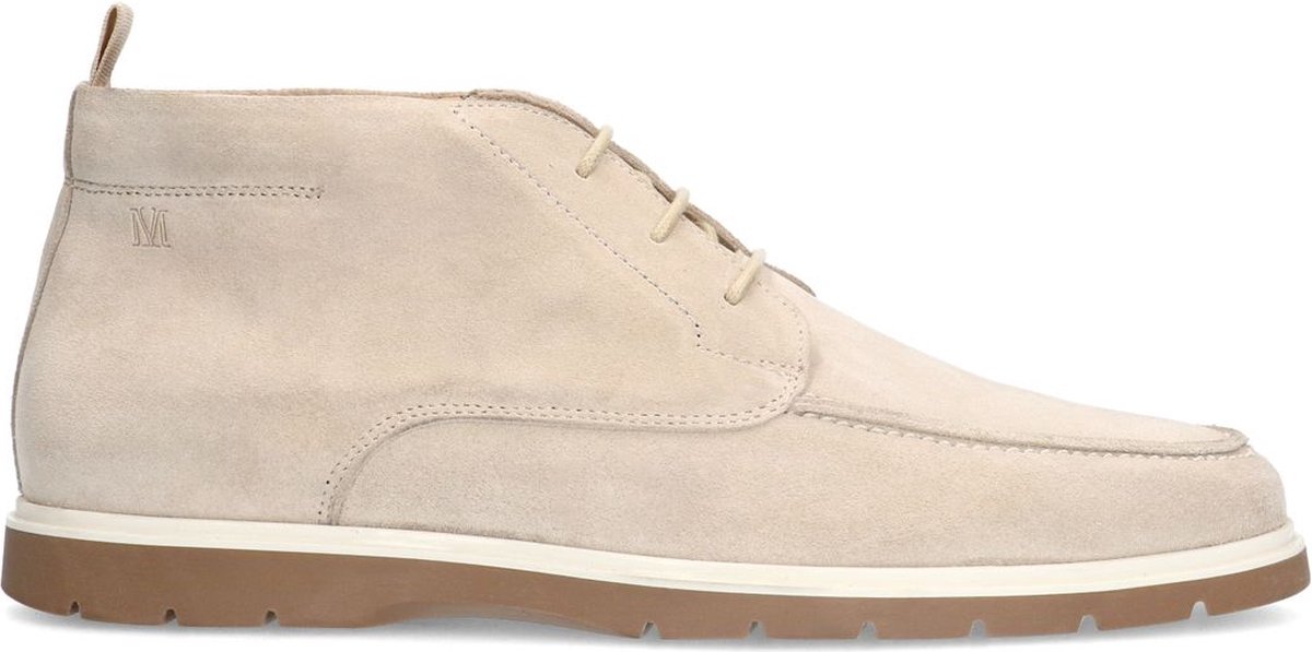 Beigefarbene Schnürboots aus Veloursleder
