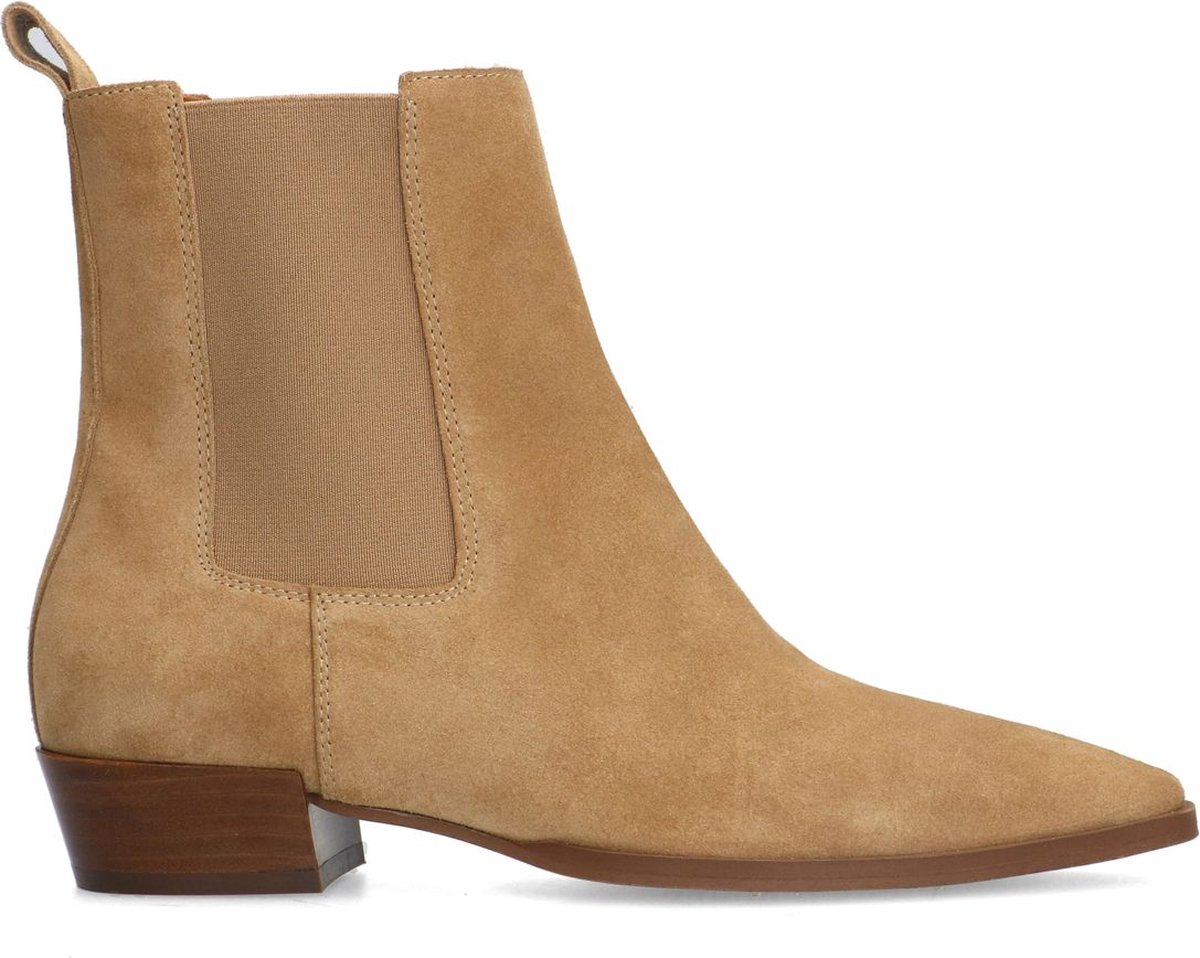 Beigefarbene Chelsea Boots aus Veloursleder