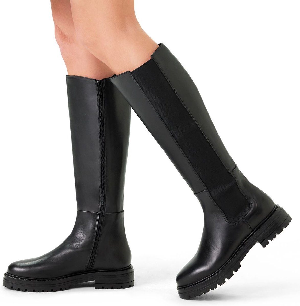 Schwarze Lederstiefel