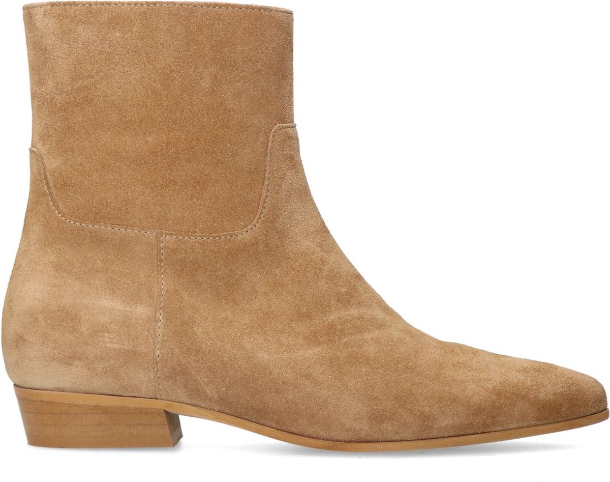 Beigefarbene Chelsea Boots aus Veloursleder