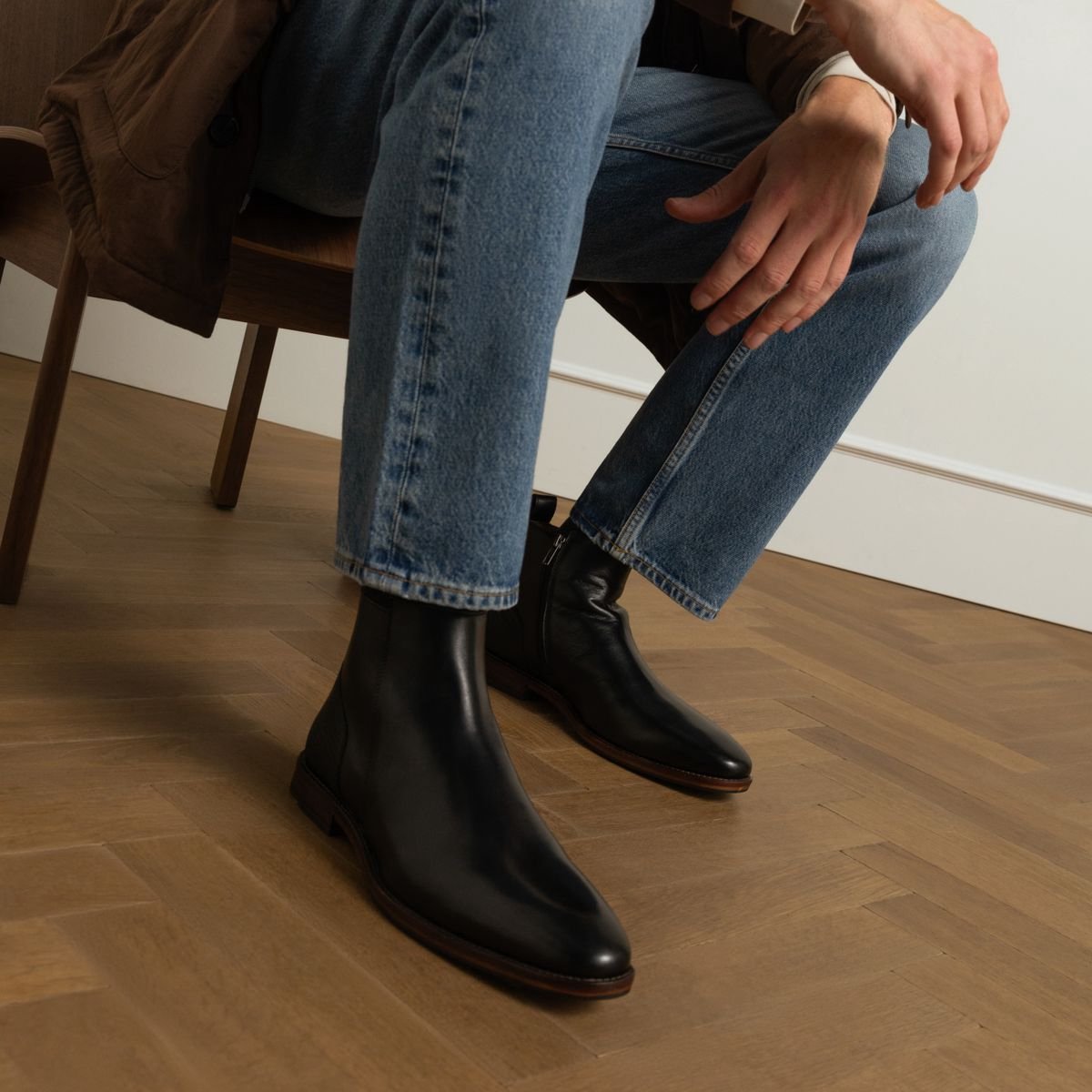 Schwarze Chelsea Boots aus Leder
