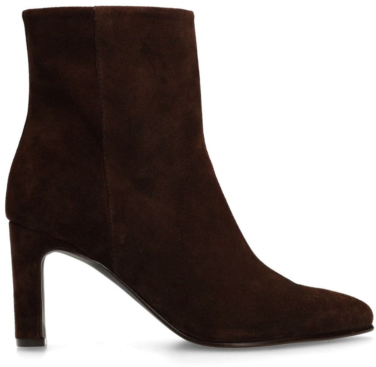 Braune Veloursleder-Stiefeletten mit Absatz