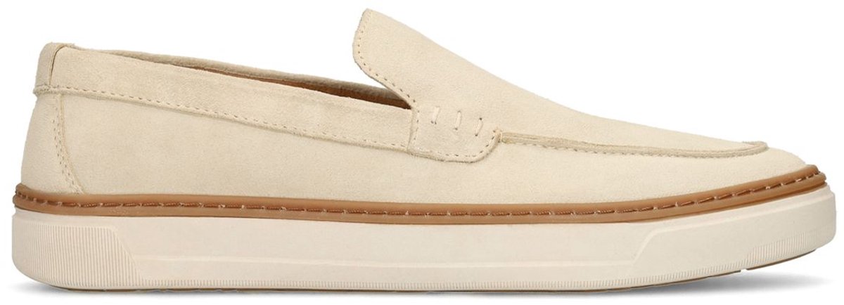 Beigefarbene Veloursleder-Loafer