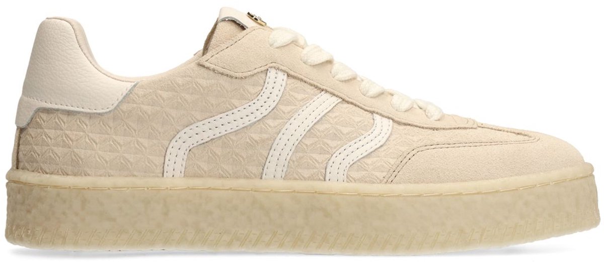 Offwhite Ledersneaker mit Veloursleder-Details