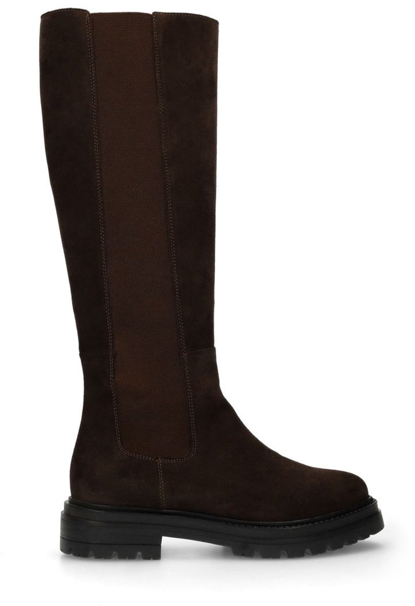 Dunkelbraune Veloursleder-Stiefel