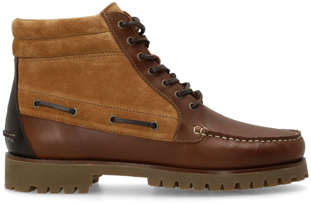 Cognacfarbene Lederschnürboots