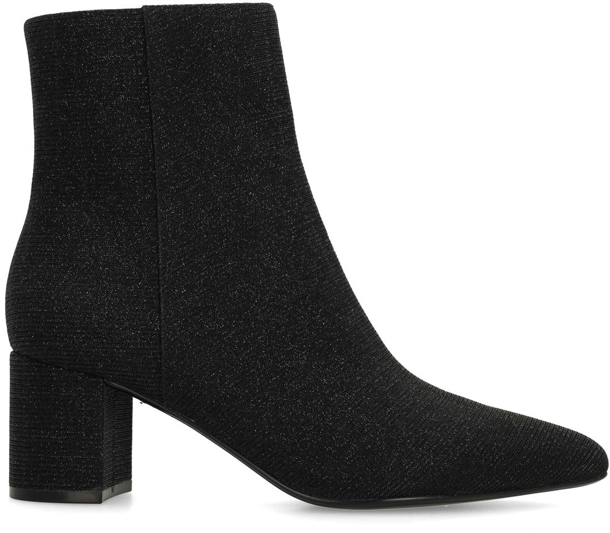 Schwarze Glitzer-Stiefeletten mit Absatz