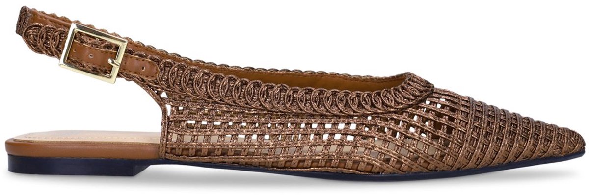Bronzefarbene Slingbacks in Flecht-Optik