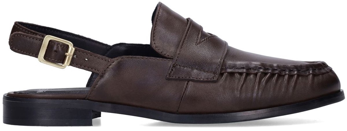 Donkerbruine leren slingback loafers