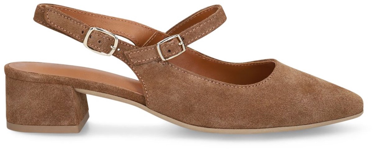 Braune Slingbackpumps aus Leder