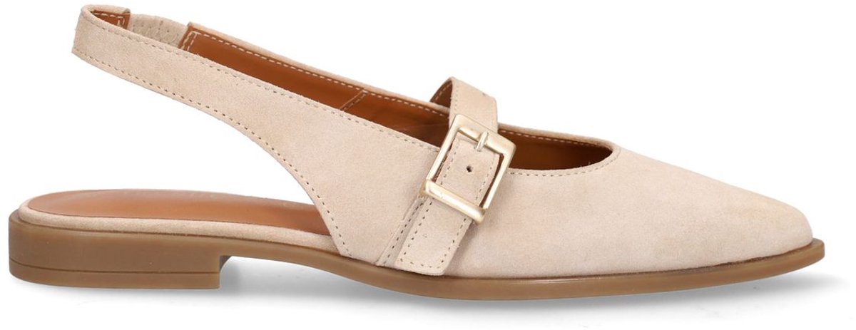 Beigefarbene Slingbacks aus Veloursleder