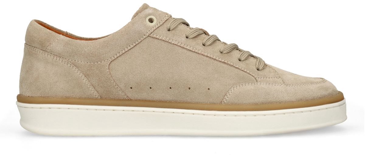 Beigefarbene Veloursleder-Sneaker