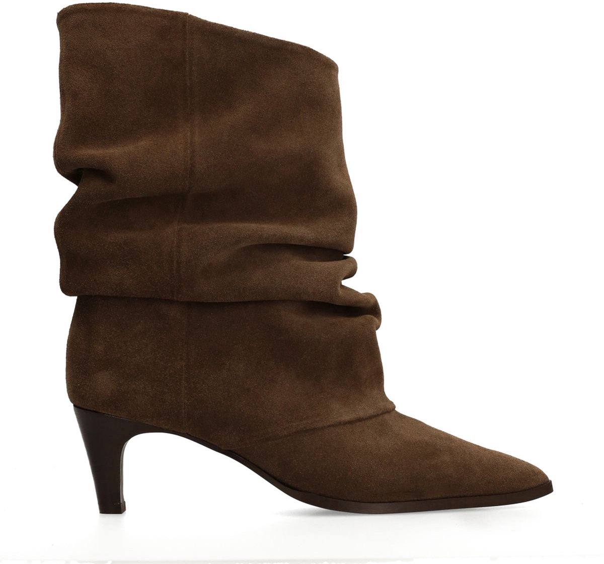 Braune Veloursleder-Stiefeletten mit Absatz
