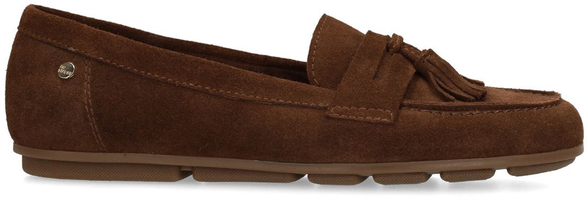 Braune Veloursleder-Loafer mit Fransen