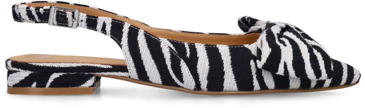 Offwhite Slingbacks mit Zebramuster und Schleife