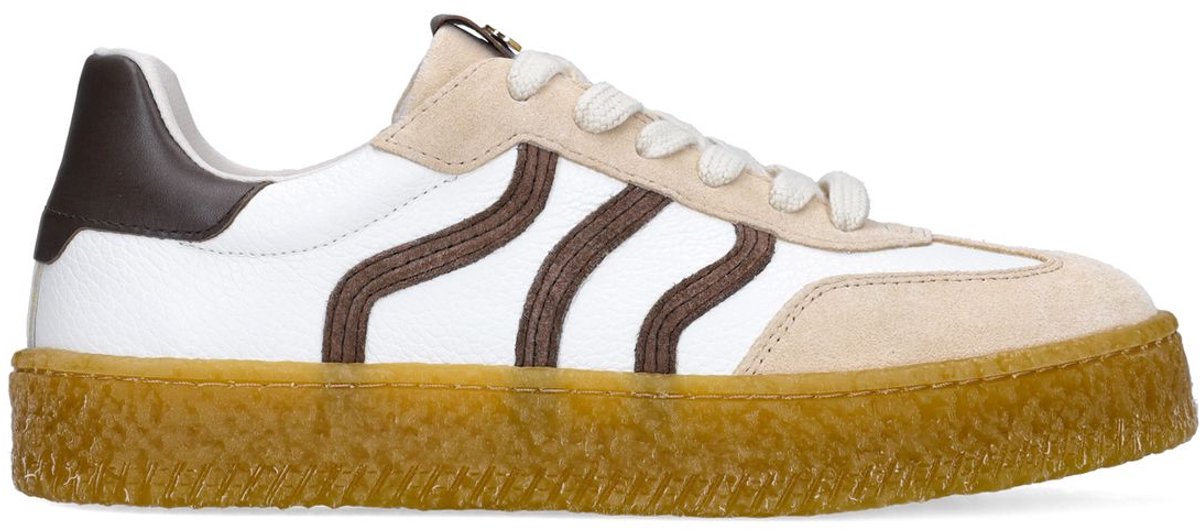 Weiße Ledersneaker mit Veloursleder-Details