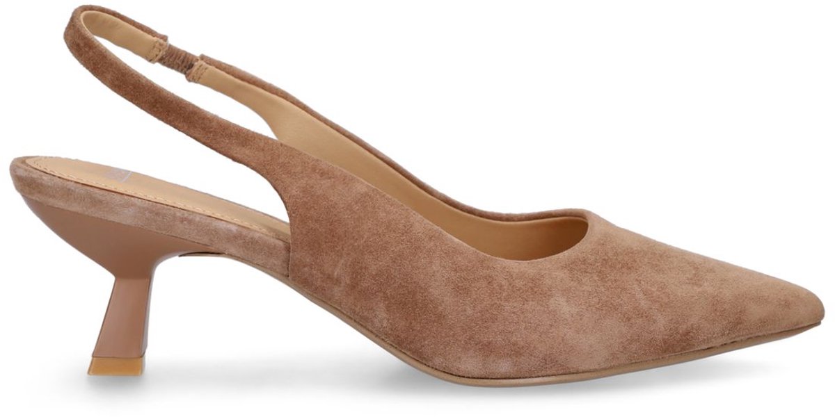 Braune Slingbackpumps aus Veloursleder