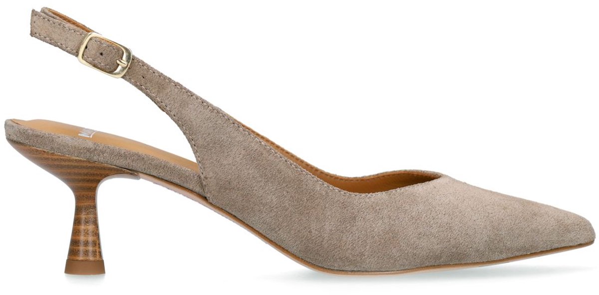 Taupefarbene Slingbackpumps aus Veloursleder