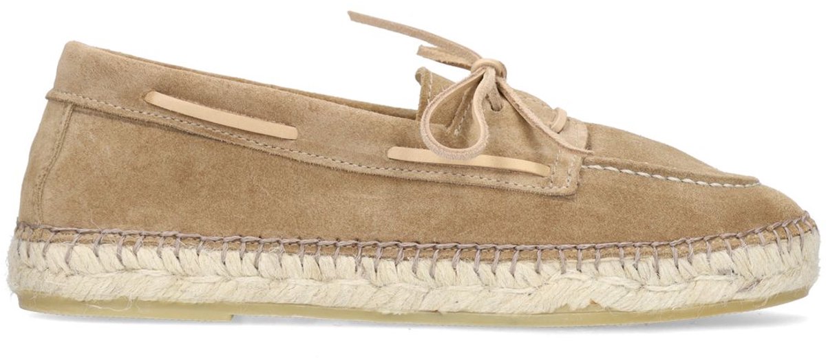 Taupefarbene Veloursleder-Schnürschuhe