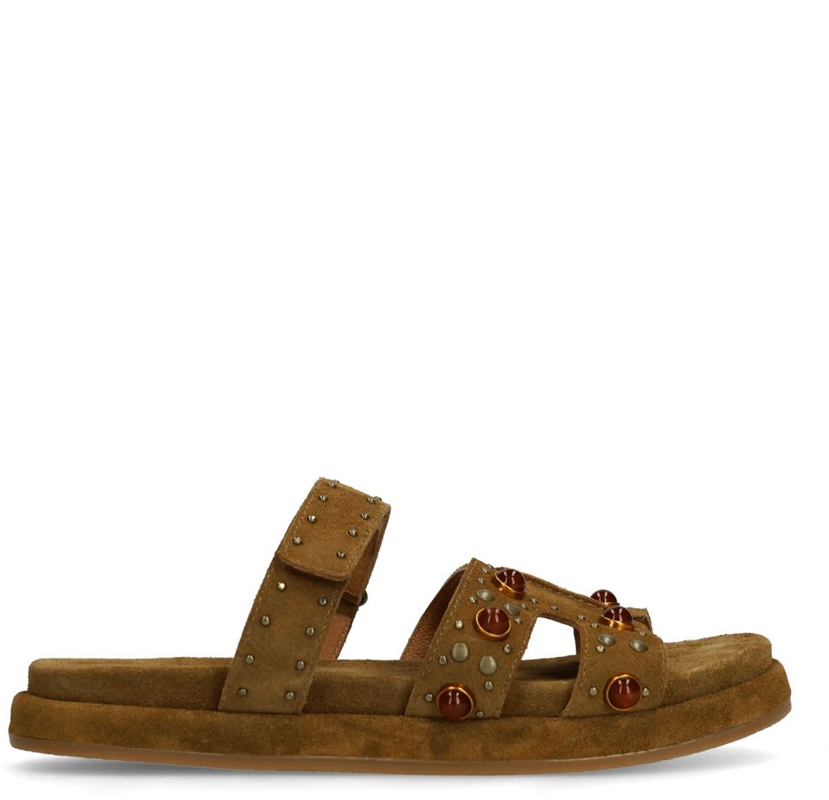 Braune Veloursleder-Sandalen mit Riemchen