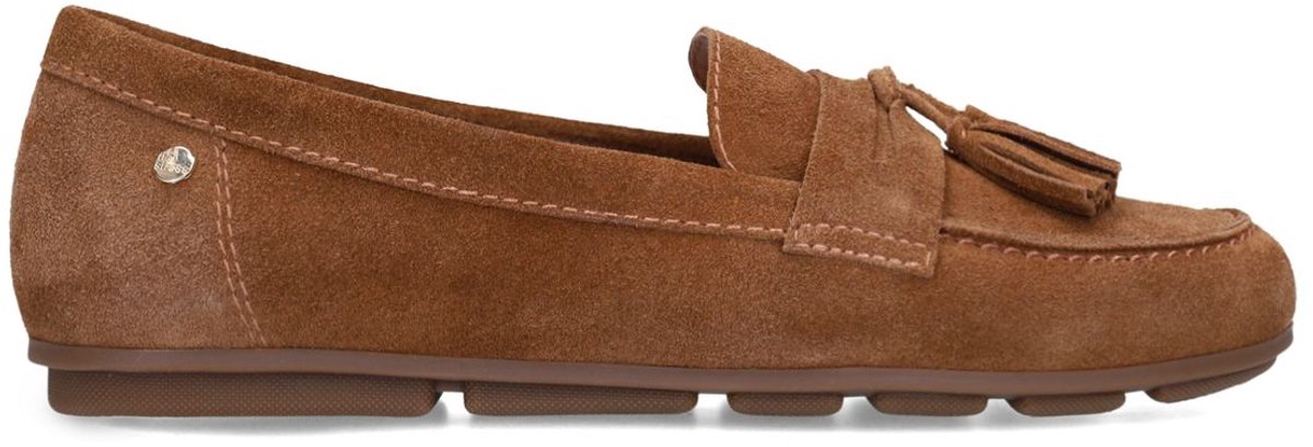 Braune Veloursleder-Loafer mit Fransen