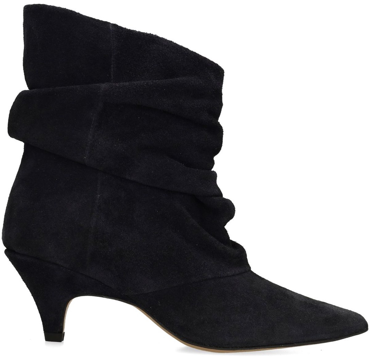 Dunkelblaue Slouchy Boots aus Veloursleder