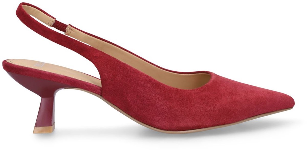 Bordeauxrote Slingbackpumps aus Veloursleder
