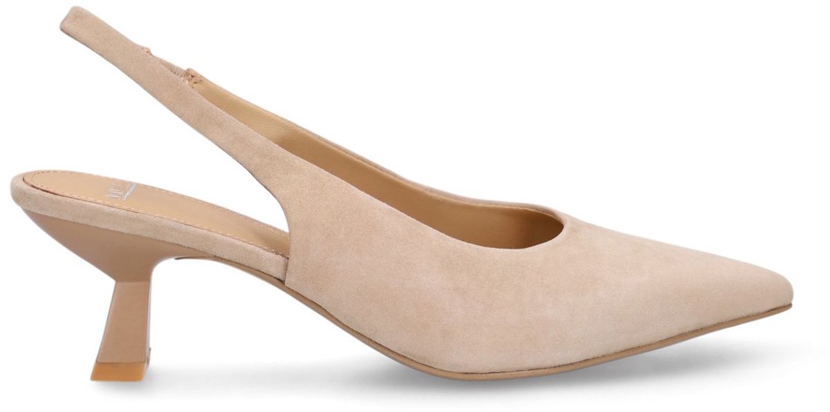 Taupefarbene Slingbackpumps aus Veloursleder