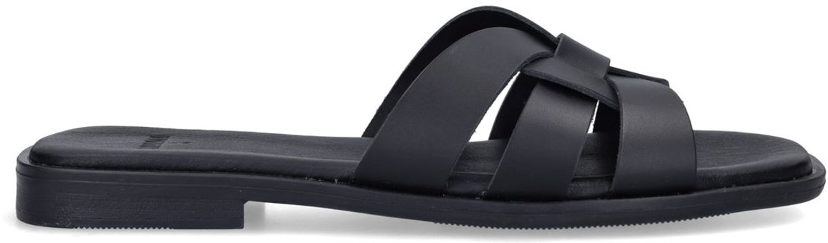Schwarze Ledersandalen